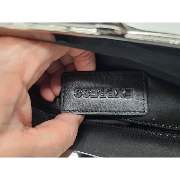 Express Clutch Bags Set Of 2: Black Velvet With Sequin Flower & Metallic Gold Fa - Picture 6 of 10